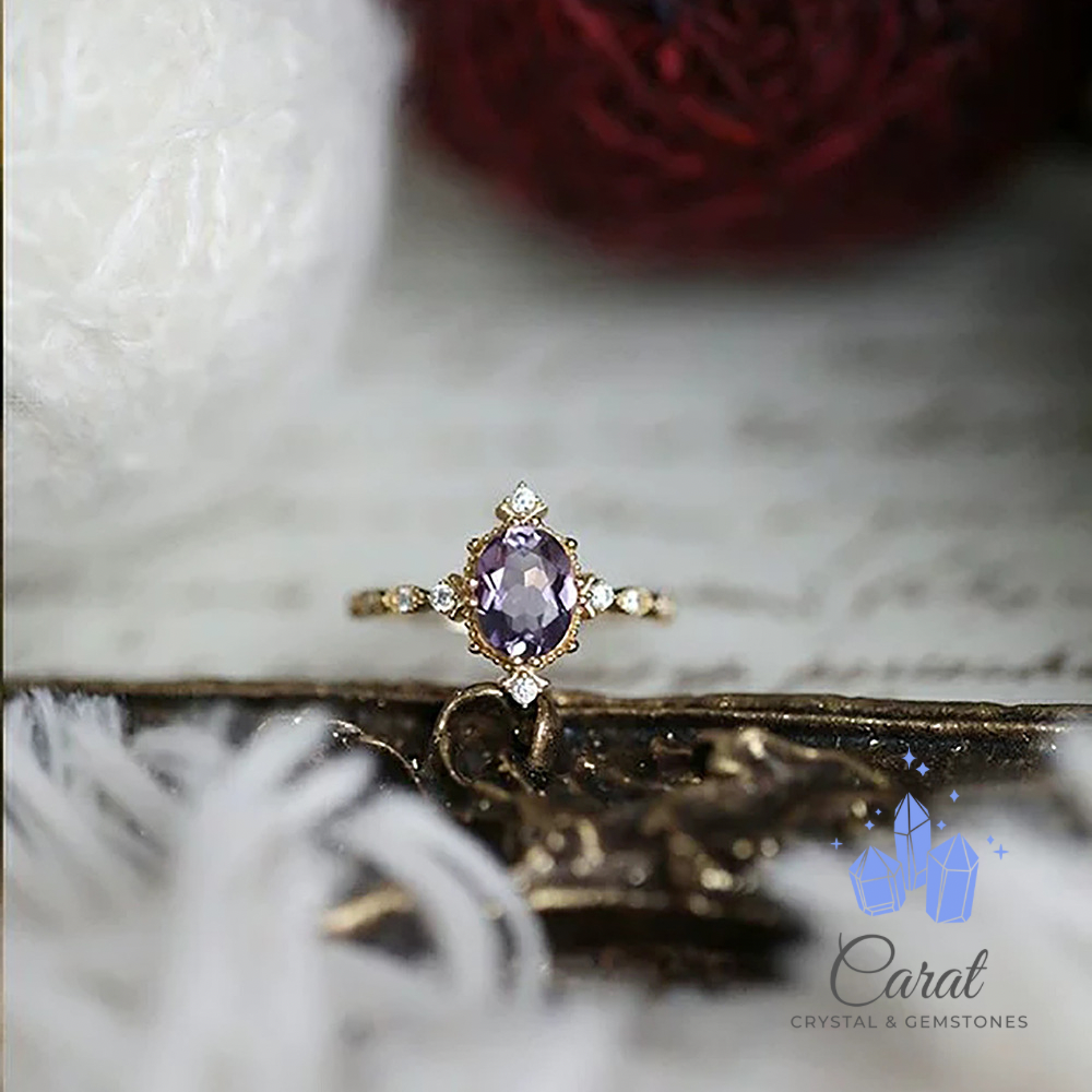 S925 Amethyst Gemstone Crown Ring - Exquisite Sterling Silver Jewelry