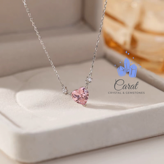 Heart-Shaped S925 Pink Crystal Necklace - Express Love and Feminine Elegance