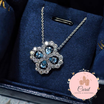 Aquamarine Elegance: Clover S925 Necklace for Serene Beauty